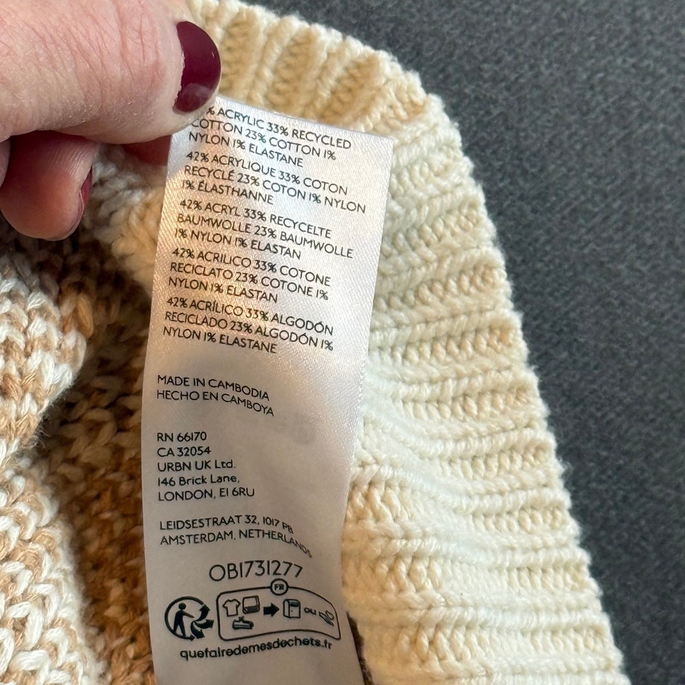 Maeve Anthropologie Checkered Sweater Vest Tan Cream XL OBI731277 - Picture 6 of 8